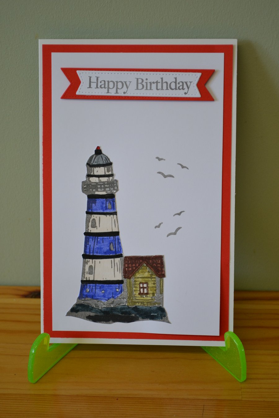 Lighthouse Birthday Card - Nautical Coastal Scene