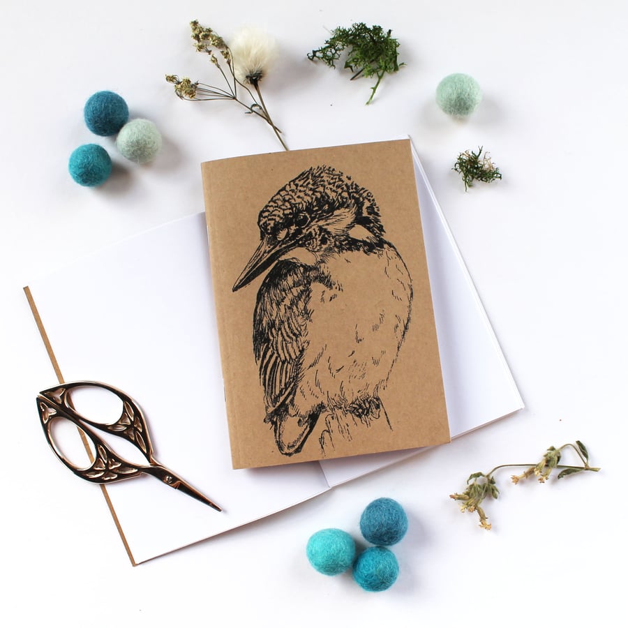 A6 Kingfisher Pocket Notebook with Lined or Plain Pages