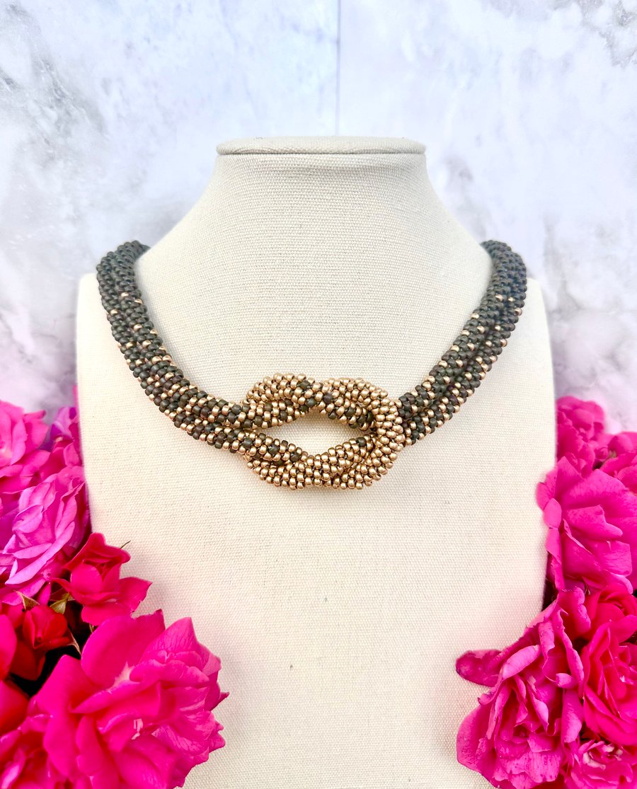 Infinity Knot Necklace - Grey Gold