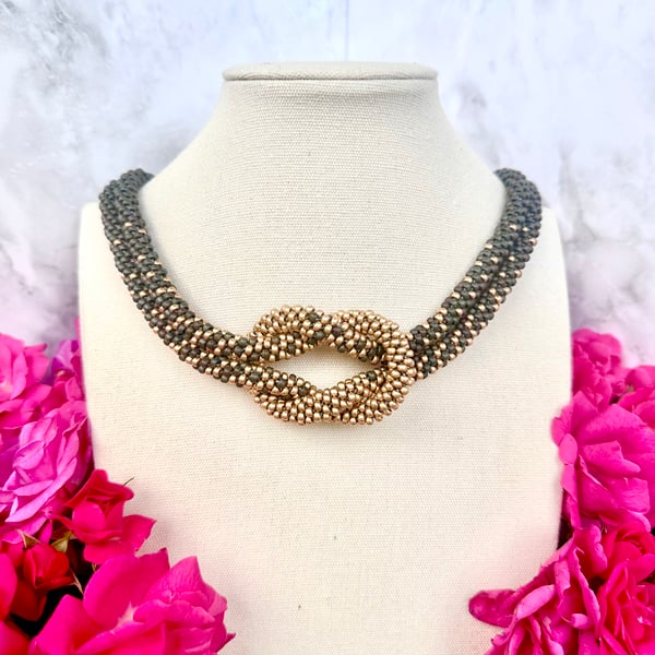 Infinity Knot Necklace - Grey Gold