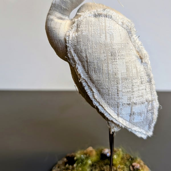 Quirky Egret inspired bird soft sculpture ornament decoration 