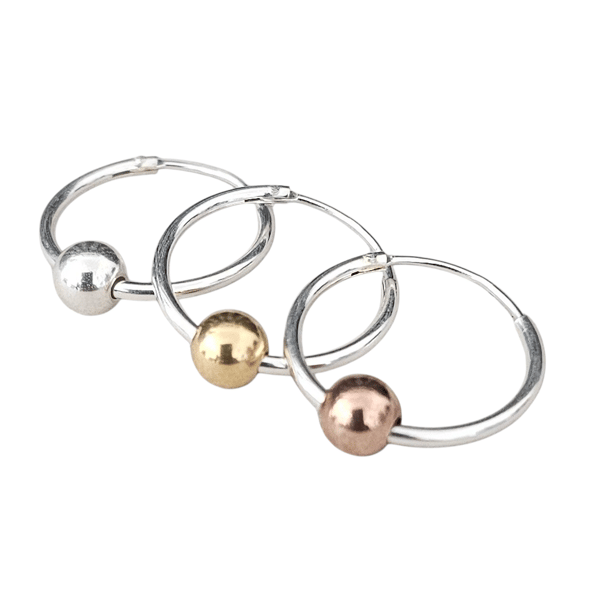 Sterling Silver Hoop Earrings Bead Hoop Earrings 