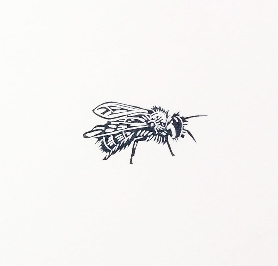 Original Indigo Bee Lino Print