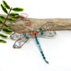 RESERVED - Turquoise Blue Dragonfly Hanging Decoration, Copper Wirework