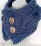 Cable Knit Neck Warmer in Blue, Handmade Scarf, Alpaca Wool - Image 2