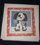 Quirky , illustrated, cute dogs with antlers handmade set of 5 christ cards  - Image 2