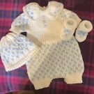 Blue and white romper set - age 0 - 3 months