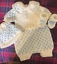Blue and white romper set - age 0 - 3 months