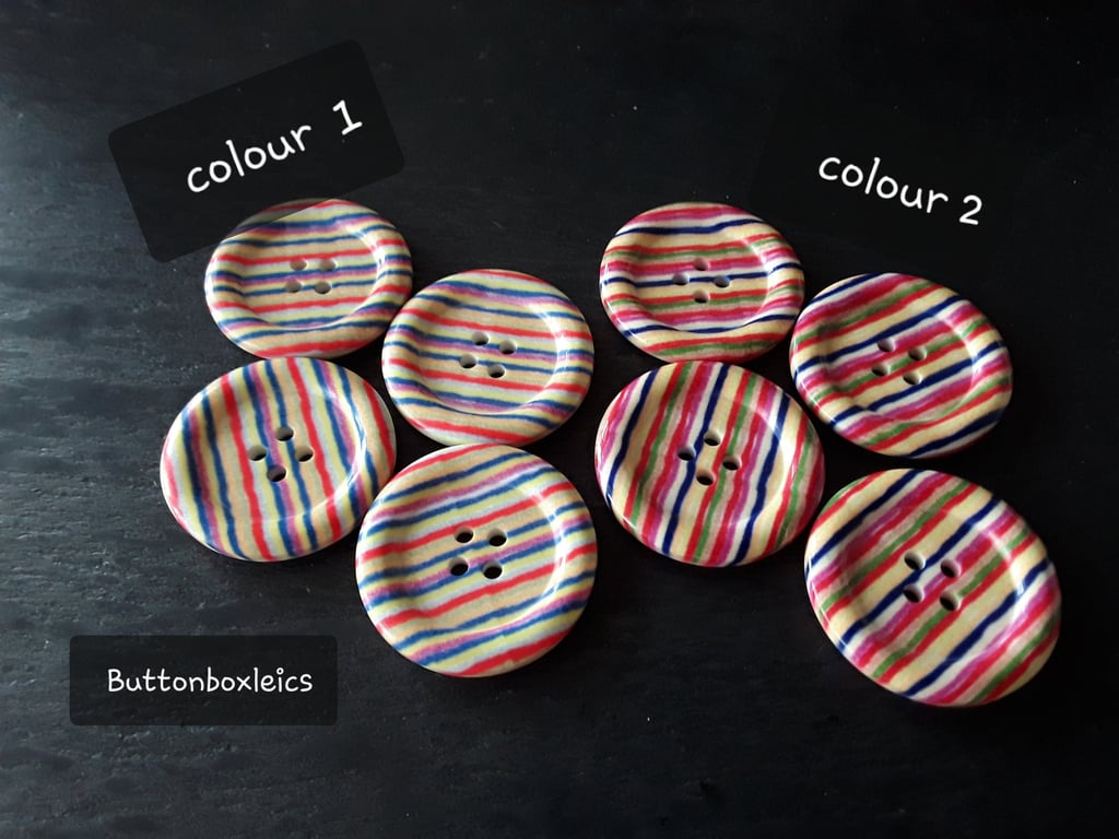 1" 25mm 40L Stripe Buttons in 2 colours