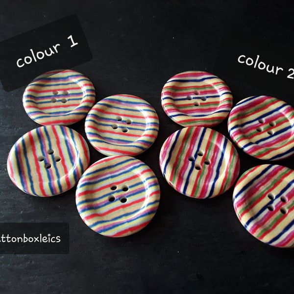 1" 25mm 40L Stripe Buttons in 2 colours