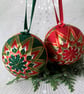 Handmade Japanese Temari Christmas Ornaments, 2 pieces Set in Origami Gift Box - Image 9