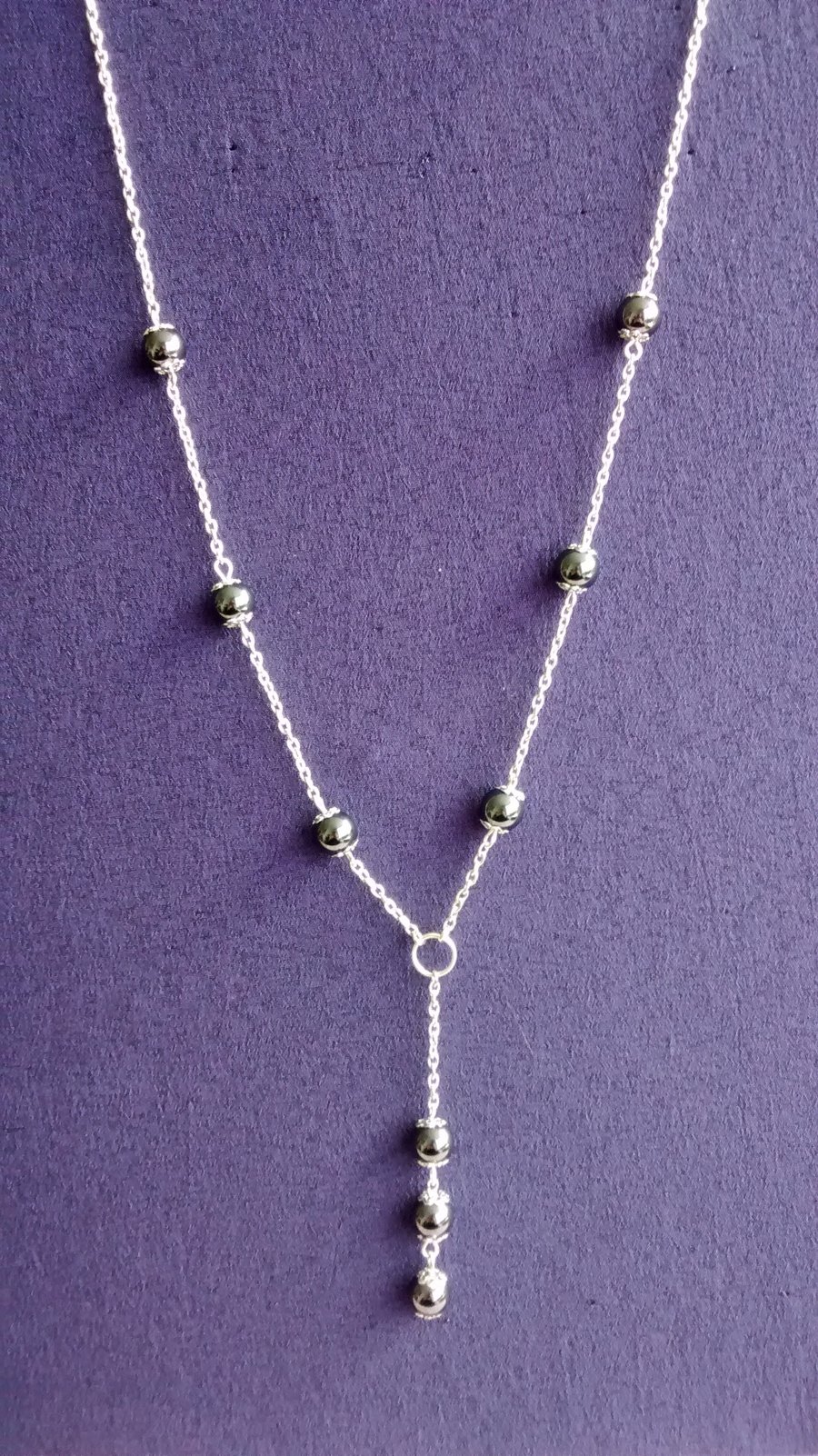 Haematite Beaded Y-shaped Dropper Necklace