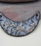 Dark Earth Brocade Ceramic Crescent Bib Pendant - Image 1