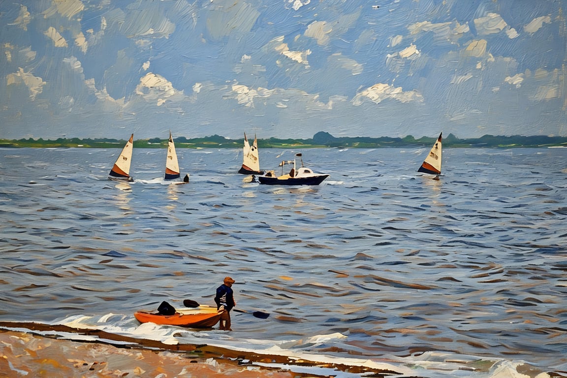 Snettisham Beach Boats Messing About A5 Greeting Card 