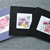 set of three hand painted all occasion floral cards ( ref F 786 )