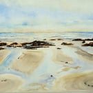 Original watercolour painting The Foreshore, Finnygook, Cornwall 288 mm x 197 mm