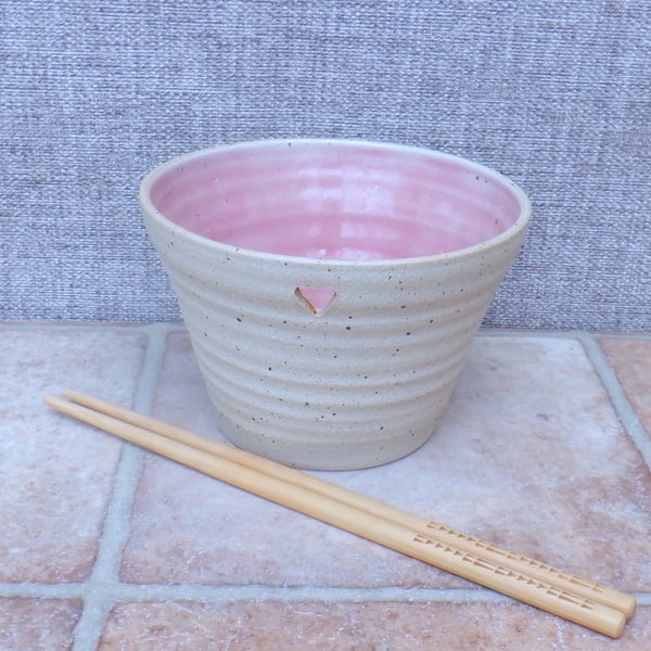 Noodle or rice serving bowl wheel thrown in stoneware pottery handmade 
