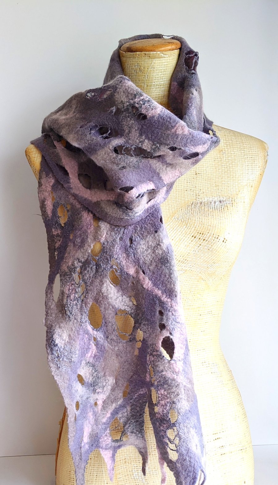 Felted merino wool scarf - dusky shades
