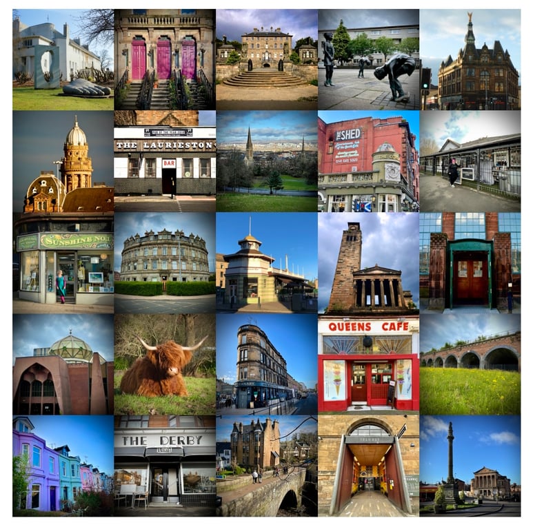 ‘Southside’ Glasgow signed square print 30 x 30cm FREE DELIVERY