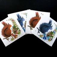 Squirrel Merry Christmas Cards – pack of four 