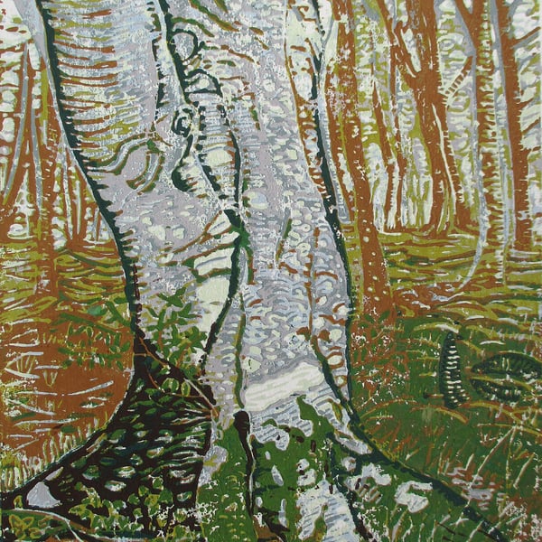 Woodland Ramble - Original Hand Pressed Limited Edition Linocut 