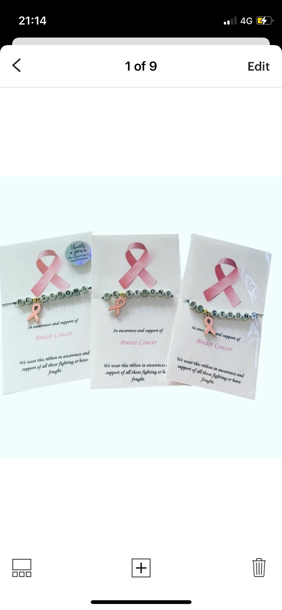 Bundle of 6 wish bracelets for awareness of breast cancer keepsake gift bracelet