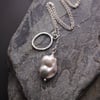 Silver Looping Necklace with Cultured Pearl