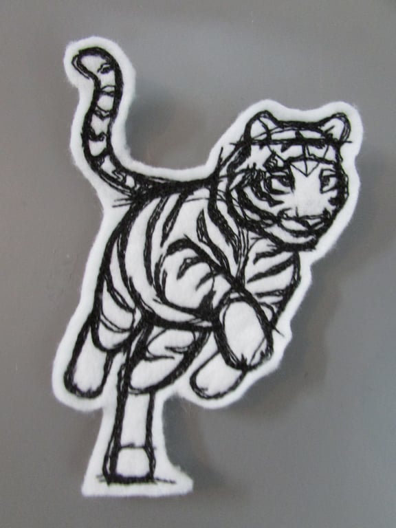 Sketchwork Tiger Embroidered Sew on Applique Patch