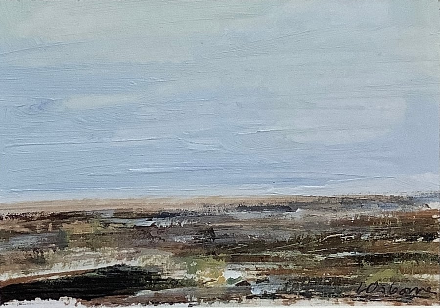 Winter II - original miniature painting of an estuary in winter