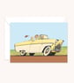 Classic Car Greeting Card: Hand Drawn Cartoon Illustration (313)