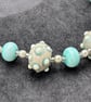 mint green and cream bumpy lampwork glass beaded necklace - Image 3