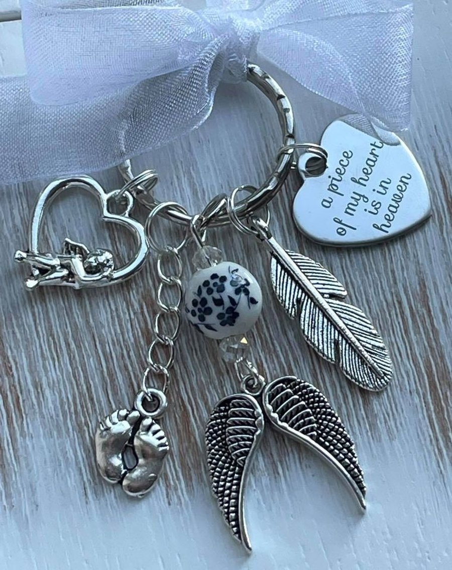 A Piece of My Heart Is In Heaven Baby Infant Loss Memorial Keyring Keychain 