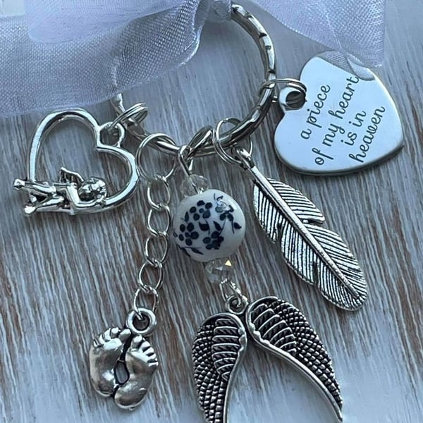 A Piece of My Heart Is In Heaven Baby Infant Loss Memorial Keyring Keychain 