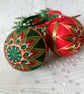 Handmade Japanese Temari Christmas Ornaments, 2 pieces Set in Origami Gift Box - Image 10