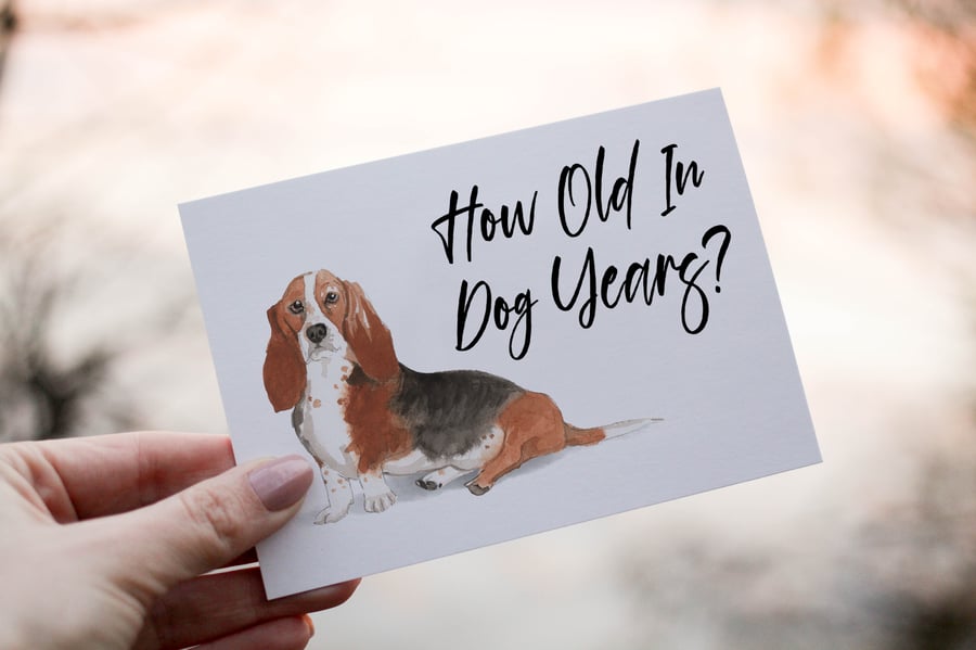 Basset Dog Birthday Card, Dog Birthday Card, Personalized