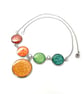 Rainbow necklace with larger central pendant on Stainless Steel chain
