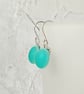 Aqua matt glass drop earrings - Image 5