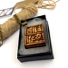 Book Shaped Bookshelf for Bookworms Hand Burned Pyrography Pendant Necklace 