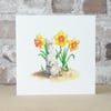 Easter Card Bunny Daffodils