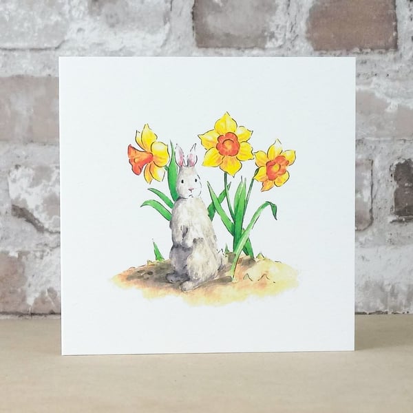 Card Blank Bunny Daffodils