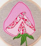 Pink sweet pea textile wall art, 5" - Image 2