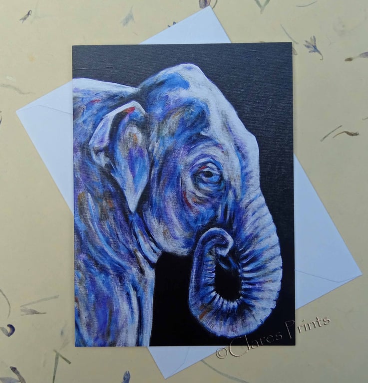 Elephant Blank Greeting Card From my Original Acrylic Painting