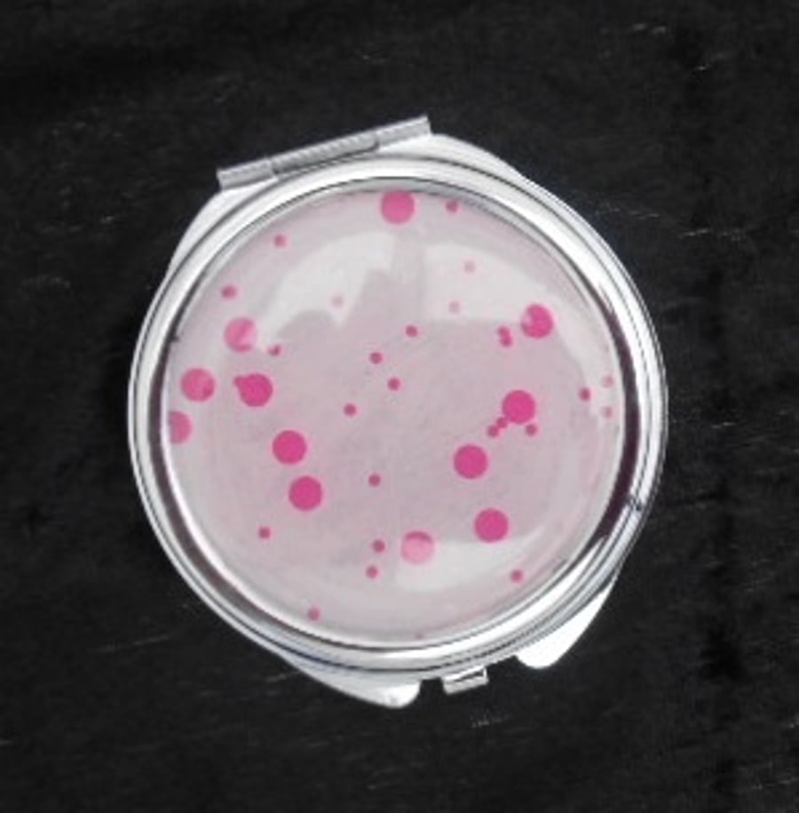 Compact mirror (pink spotted) - SALE 30% off