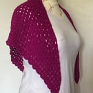 Magenta Shawl Wrap Scarf with Scalloped Edging