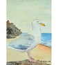 Original ACEO Miniature Seagull on Beach, Watercolour Painting - Image 2