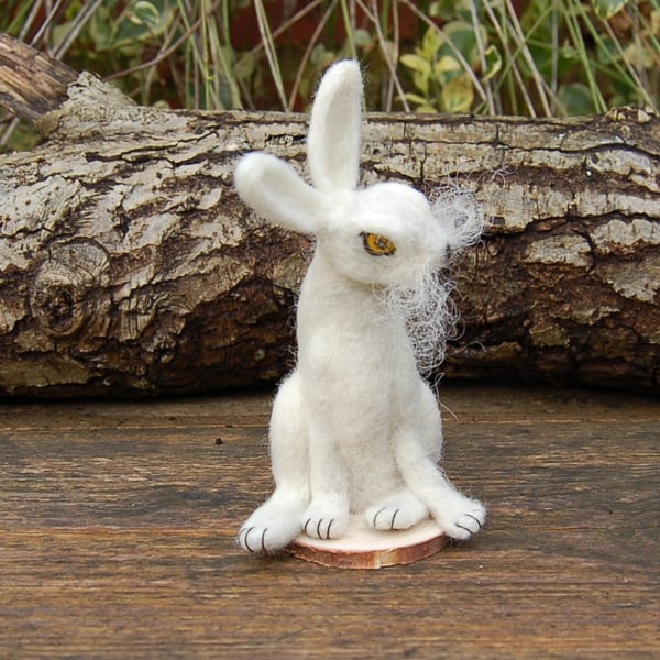 Needle Felt Hare - wool hare - Arctic white hare ornament