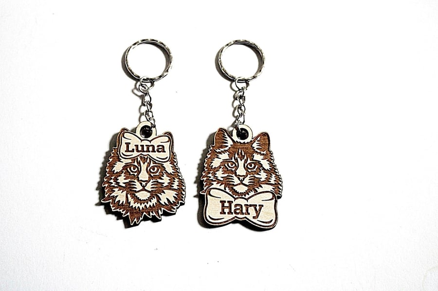 Personalised Maine Coon Cat Keychain, Custom Cat Charm, Cat Tag, Cat Mama 