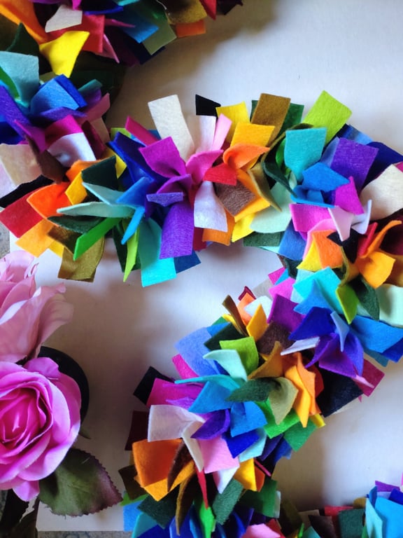 Felt Tinsel Garland, Eco Friendly Decoration, Rainbow Confetti Bunting