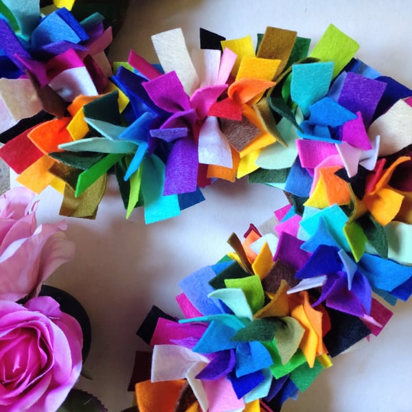 Felt Tinsel Garland, Eco Friendly Decoration, Rainbow Confetti Bunting