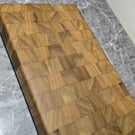 Large Iroko End Grain Chopping Board 5cm Thick Handmade, Butcher Block Heavy